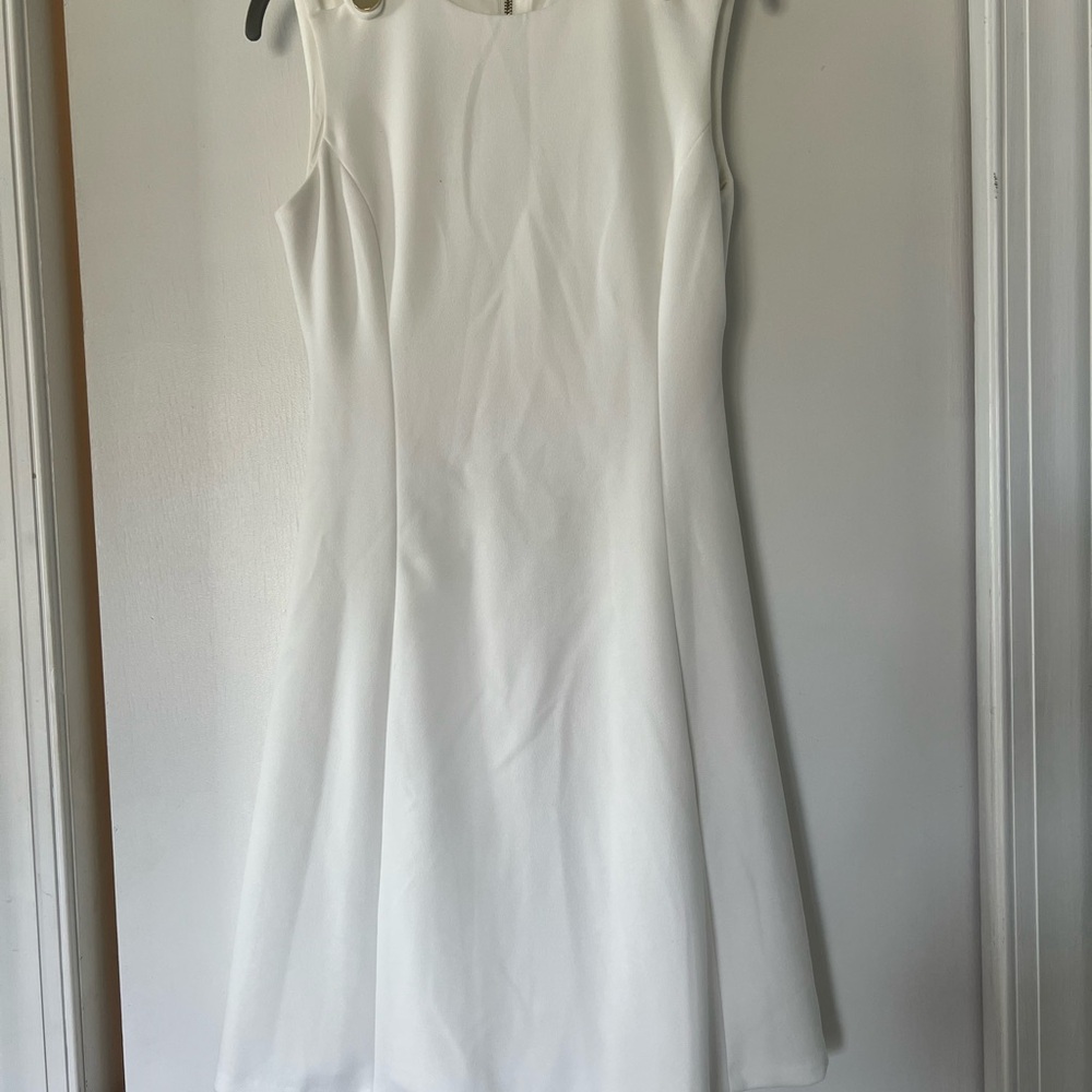 Calvin Klein White A-line Scoop Neck Mini Dress